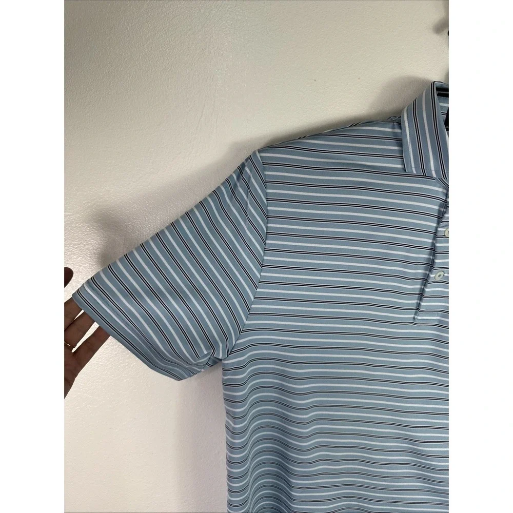 RLX Ralph Lauren Golf‎ Men's S New Polo Shirt SS Blue Striped Wicking